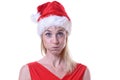 Cute charismatic blond woman in a Santa Hat Royalty Free Stock Photo