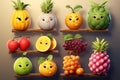 Cute and charming fruits, a heartwarming assortment of sweet characters