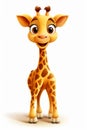 Cute and charming giraffe cartoon character isolated on a clear white background