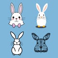 Cute Charming Rabbits Vector illustration Royalty Free Stock Photo