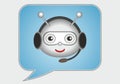 Cute chat bot in speech bubble. Vector illustration. Royalty Free Stock Photo