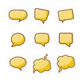 Cute Chat Bubbles icon vector set with out line and flat style