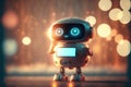 Cute chat robot assistance isolated on colorful blur background with robotic innovation