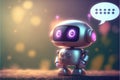 Cute chat robot assistance isolated on colorful blur background with robotic innovation