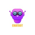 Cute chatbot character isolated on white background. Vector Funny robot assistant, chatter bot, helper chatbot logo or