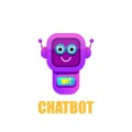 Cute chatbot character isolated on white background. Vector Funny robot assistant, chatter bot, helper chatbot logo or