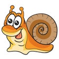 Cute cheerful snail character, cartoon illustration, isolated object on white background, vector Royalty Free Stock Photo