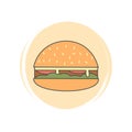 Cheeseburger icon vector, illustration on circle with brush texture, for social media story highlight Royalty Free Stock Photo