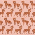 Cute cheetah. African animals seamless pattern.