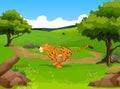 Cute cheetah cartoon running in the jungle Royalty Free Stock Photo