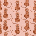 Cute cheetah. Funny spotted cat. African animals seamless pattern