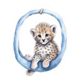 cute cheetah watercolor illustration