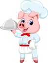 Cute chef pig cartoon