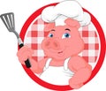 Cute chef pig mascot cartoon