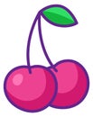Cute cherries icon. Pink berries color symbol