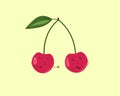 Cute cherries in quarrel Royalty Free Stock Photo