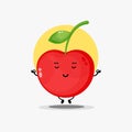 Cute cherry character meditating in yoga pose Royalty Free Stock Photo