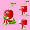 Cute cherry characters being clever
