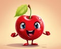 cute cherry happy cartoon character.