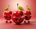 cute cherry happy cartoon character.