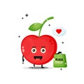 Cute cherry mascot carries a black Friday shopping bag