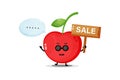 Cute cherry mascot with the sales sign