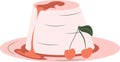 Cute cherry pudding. vector red illustration. tasty