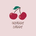 Cute cherry sisters characters illustration. Red and Pink colour. Perfect for baby girl fabric, textile, apparel, pyjamas, t-shirt