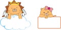 Cute cherub lion cartoon copyspace collection Royalty Free Stock Photo