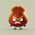 cute chestnut cartoon character angry, cartoon style, modern simple illustration