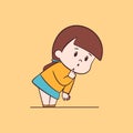 Cute chibi girl surprised, kawaii cartoon character illustration