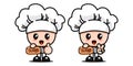 Adorable chef holding closed sign - Cute Adorable Doodle Illustration Royalty Free Stock Photo