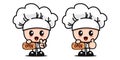 Adorable chef holding open sign - Cute Adorable Doodle Illustration Royalty Free Stock Photo