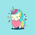 A cute unicorn has a big heart Royalty Free Stock Photo