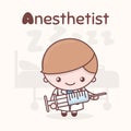 Cute chibi kawaii characters. Alphabet professions. The Letter A - Anesthetist