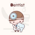 Cute chibi kawaii characters. Alphabet professions. The Letter D - Dentist.