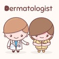 Cute chibi kawaii characters. Alphabet professions. The Letter D - Dermatologist.