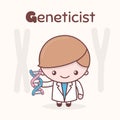 Cute chibi kawaii characters. Alphabet professions. The Letter G - Geneticist. Royalty Free Stock Photo