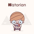 Cute chibi kawaii characters. Alphabet professions. Letter H - Historian Royalty Free Stock Photo