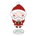 Cute chibi Santa Claus vector drawing card