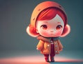 Cute chibi style anime kawaii Japanese animation female mascot girl character. Generative AI.