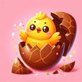 Cute Chick in Chocolate Egg Royalty Free Stock Photo