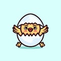 Cute Chick in the Egg Cartoon Mascot Animal Vector Logo Design illustration Royalty Free Stock Photo