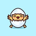 Cute Chick in the Egg Cartoon Mascot Animal Vector Logo Design illustration Royalty Free Stock Photo