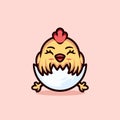 Cute Chick in the Egg Cartoon Mascot Animal Vector Logo Design illustration Royalty Free Stock Photo