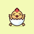 Cute Chick in the Egg Cartoon Mascot Animal Vector Logo Design illustration Royalty Free Stock Photo