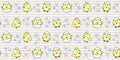 Seamless pattern with cute baby chick and flowers on a beige striped background Royalty Free Stock Photo