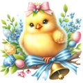 Cute chick with pink bow Royalty Free Stock Photo