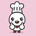 Cute chicken animal cartoon character wearing a chef hat to become a chef Royalty Free Stock Photo