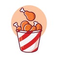 Cute chicken bucket cartoon character mascot logo illustration 